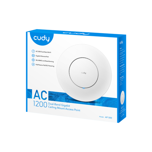 [CU-AP1300] Punto de Acceso Inalámbrico AC1200 AP1300 de Cudy – WiFi Rápido y Estable para tu Negocio